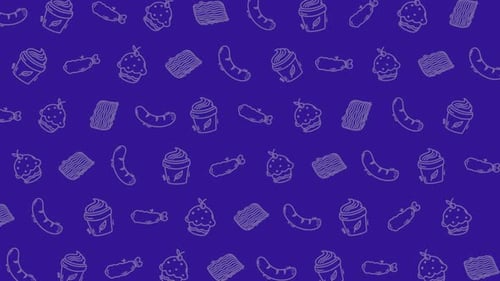 Food Pattern Animation Seamless Loop Background Cartoon Snack Meal