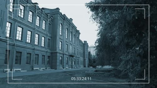 CCTV of Historical Public Building and Front Yard on Summer Day