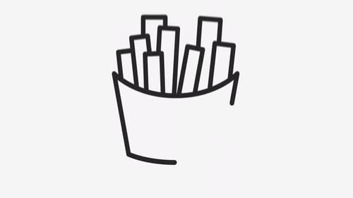 Minimalist 2D Animation of French Fries With Cross Mark