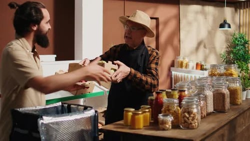 Delivery Worker Picking up Local Grocery Order
