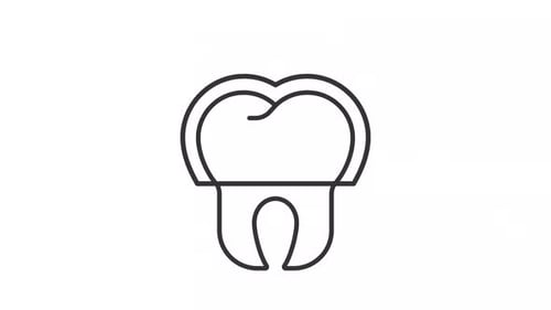 Animated Tooth with Dental Crown Treatment Line Icon