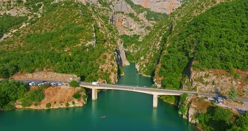 Aerial View of Gorges Du Verdon and Galetas Bridge Magnificent Nature Aerial Journey Above Verdon