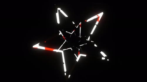 Red And White Neon Stars Emerging From The Darkness Background Vj Loop In 4K