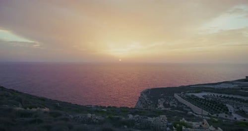 Beautiful Nature Sunset Over the Sea on a Cliffside in Malta Stunning