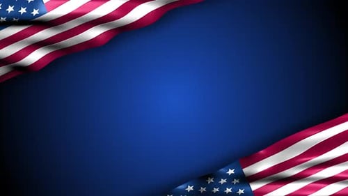 Patriotic Waving American Flag Corner Background Loop