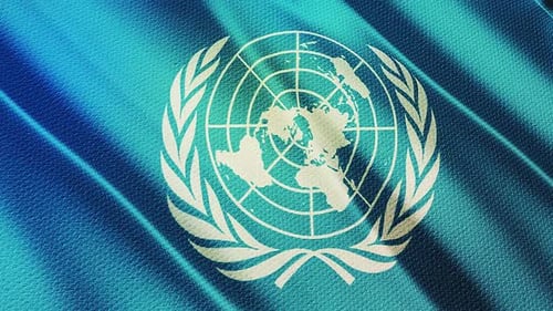 United Nations Flag Waving Seamless Loop Animation