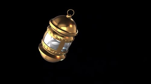 Golden Ramadan Arabic Lantern Loop Alpha channel