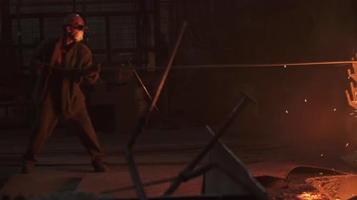 Steel Casting in the Industrial Foundry with the Use of Molten Metal Techniques and Processes Stock