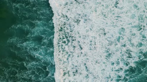 Turquoise Water Washing Seashore Aerial View