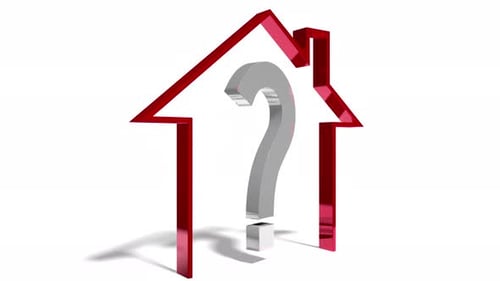 House Outline with Question Mark Symbolizing Inquiry