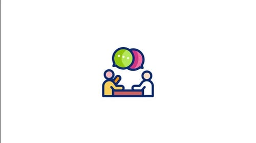 Animated Flat Design Icon: Two People Discussing