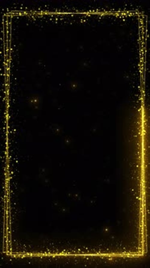 Golden Sparkle Particle Rectangular Frame Overlay