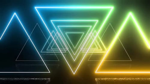 Neon Geometric Triangles Abstract Looping Background Animation