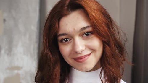 Smiling Woman with Red Hair Portrait