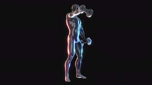 Futuristic 3D Avatar Doing Dumbbell Workout