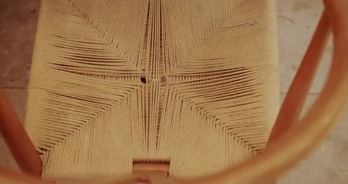 Empty Dining Fabric and Wooden chairModern Wooden with Fabric Furniture in Cafe