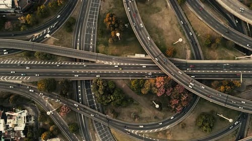 Highway from above Daylight Drone view