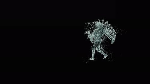 Fluid Particle Human Figure Walking Animation