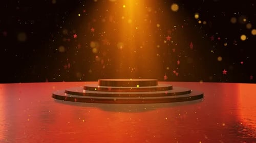 Golden Stage Podium with Sparkling Particles for Awards Ceremonies
