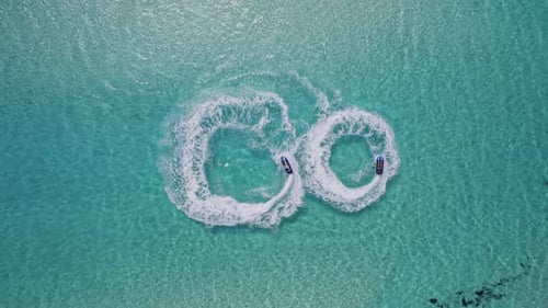 Sailing in Circles on a Jet Ski on the Sea