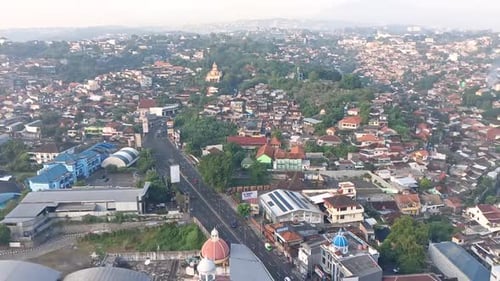 Timelapse of city view and traffic on the road, Semarang, Central Java, Indonesia