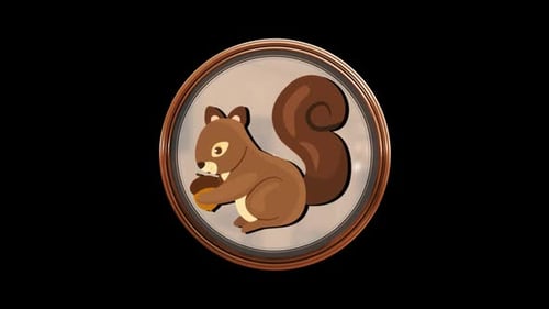 Rotating Squirrel with Acorn Metallic Emblem Loop