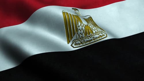 Realistic Waving Flag of Egypt with Fabric Texture