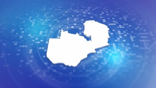 3D Map Outline Reveal Animation on Digital Grid