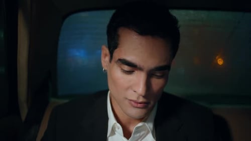 Inspired Manager Getting Idea Sitting Automobile Close Up Business Man Working