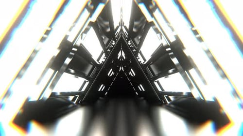 White Triangle Strobe Neon Sci Fi Tunnel Background Vj Loop I 4K