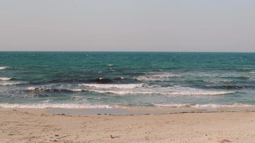 Landscapes view of beach sea sand and sky in summer day. Beach sea space area.