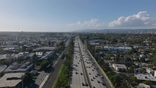 Aerial Shot of High Capacity Transport Infrastructure in Metropolis