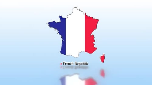 3D Animated Map of France Revealing French Republic Title