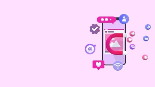 3D Smartphone Social Media Marketing Engagement Animation