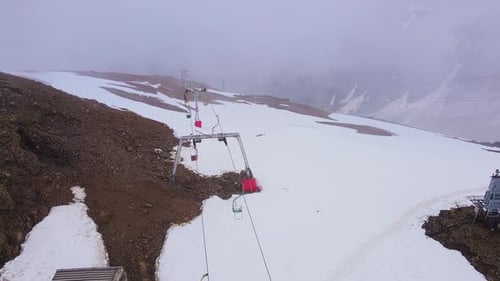 View From the Air on the Slope of Mount in the Spring