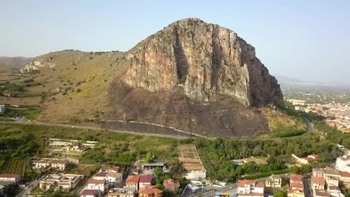 Steep Cliff in Traditional Town, Sicily, Holiday Destination in Europe, Aerial