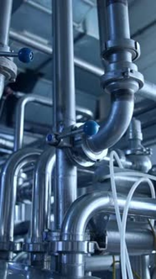 Industrial Silver Pipes and Plumbing Infrastructure