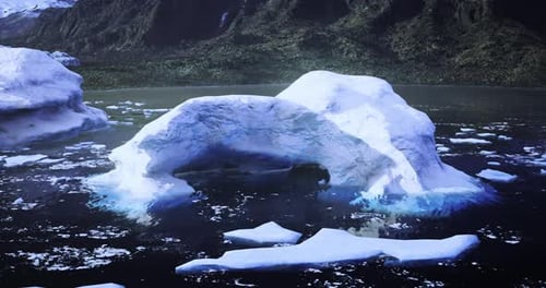 Ice Arch Formation in a Serene Arctic Landscape Under Clear Skies