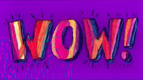 Colorful wow! animation in vibrant handdrawn style