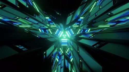 Green Spaceship Tunnel Background