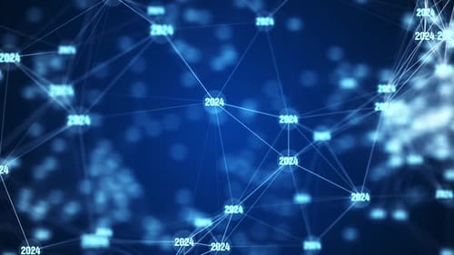 Futuristic Digital Network with Glowing 2024 Nodes Background