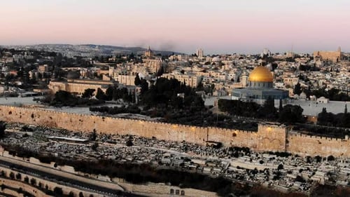 Jerusalem Israel Drone Aerial Footage Sunrise