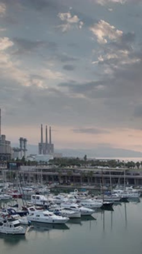 Timelapse of the El Forum Harbour in Barcelona in Vertical