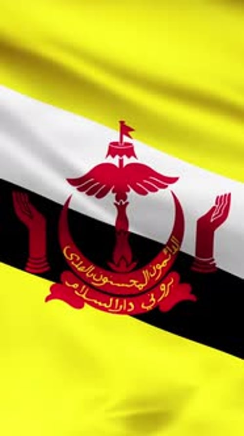 Realistic Brunei Darussalam National Flag Waving Animation