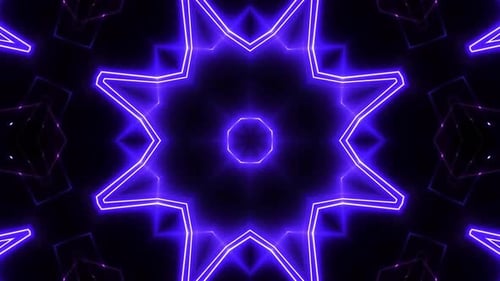 Pulsating Neon Star Pattern Background Loop