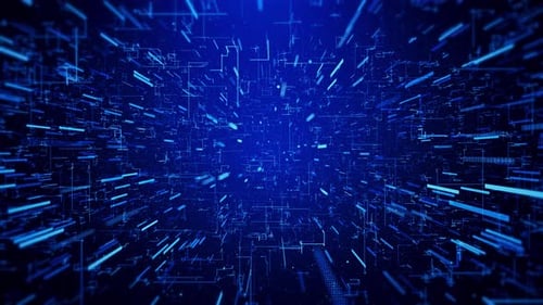 Visualización de macrodatos, espacio de realidad virtual en 3D, ciberespacio, concepto de criptomoneda