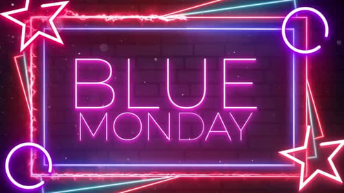 Animated Neon Light Frame with Stars and Geometric Shapes
