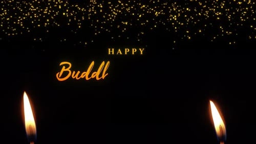 Animation de texte doré Happy Buddha Purnima
