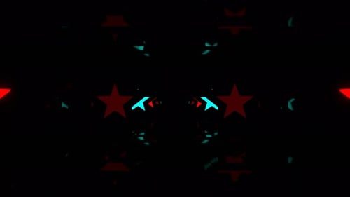 Red And Turquoise Endless Corridor Of Neon Stars Background Vj Loop In 4K