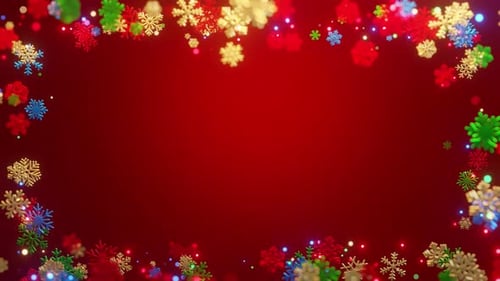 Christmas snowflakes coloured theme frame with lights .